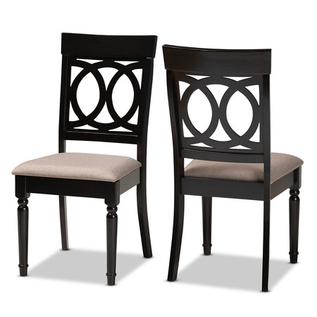 BAXTON STUDIO Lucie Sand Upholstered and Espresso Wood 2-Piece Dining Chair Set 165-10537